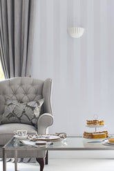 Laura Ashley Lille Pearlescent Stripe Wallpaper Silver